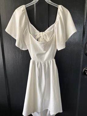 Altar'd State Cream Tie-Back Flutter Sleeve Mini Dress